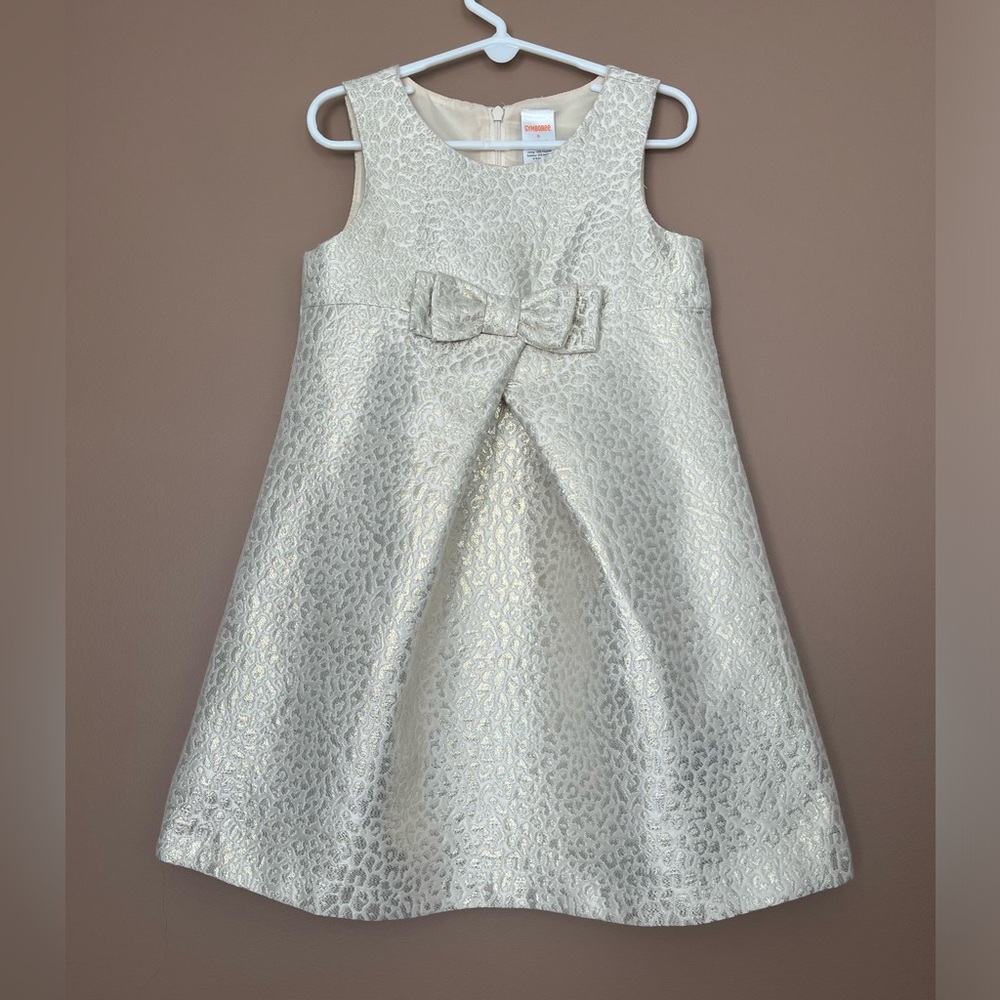 {Gymboree} Sleeveless Animal Print Empire Waist Dress in Gold Shimmer - Girls 5